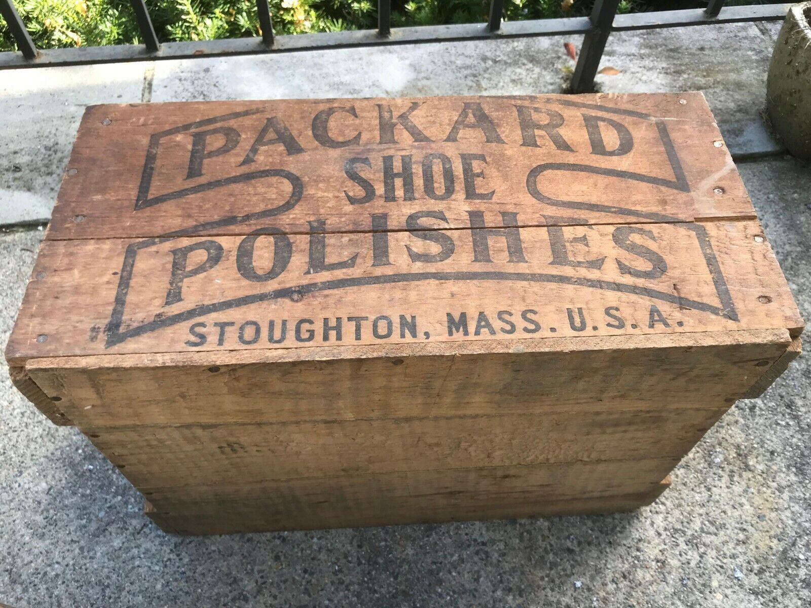 Vtg Antique Packard's Shoe Polishes Stoughton, Mass USA Wood Box Crate