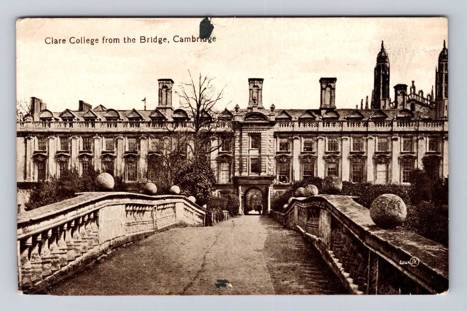 Cambridge England, Clare College From The Bridge, Antique, Vintage Postcard