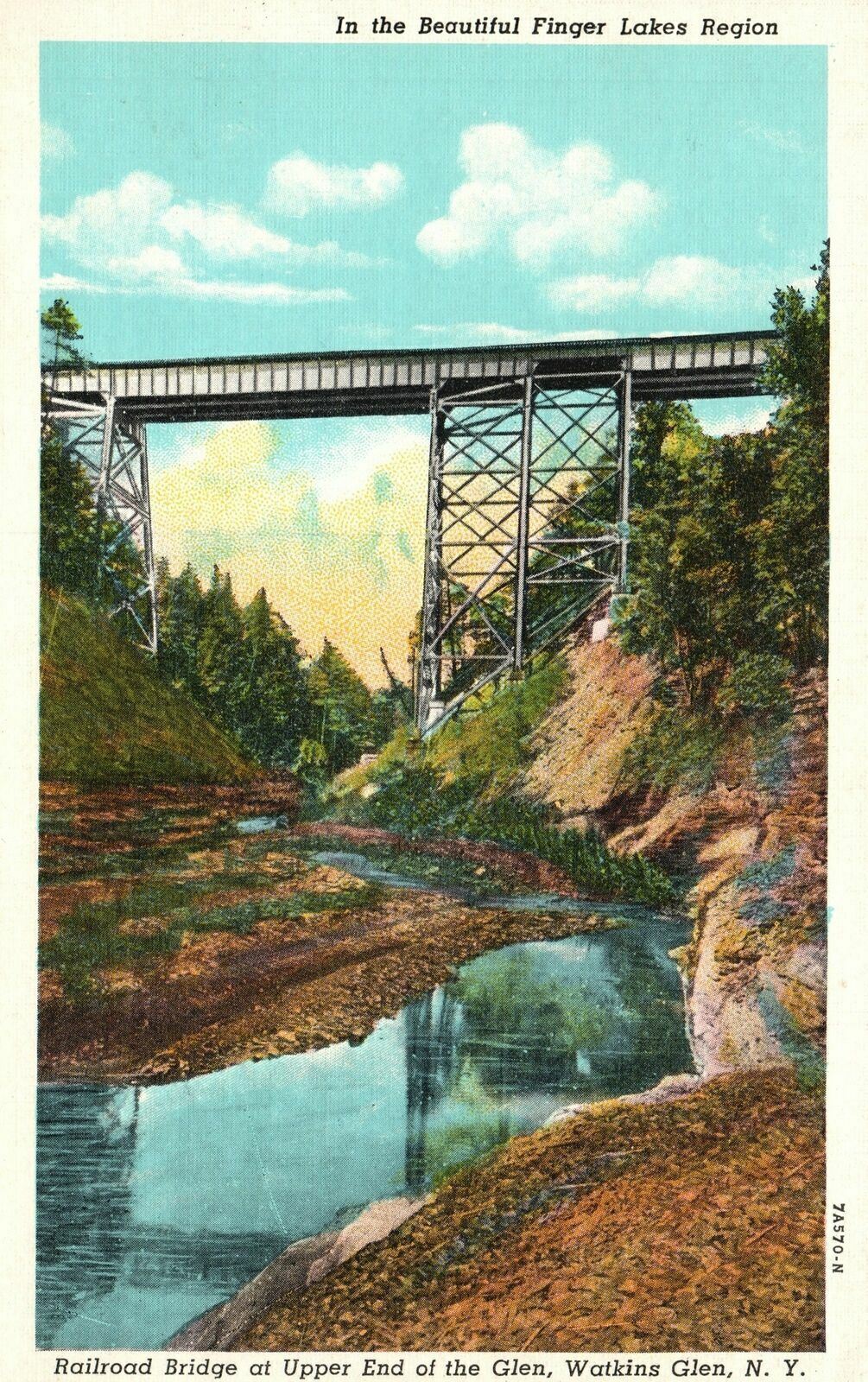 Vintage Postcard 1920's The Beautiful Finger Lakes Region Watkins Glen New York