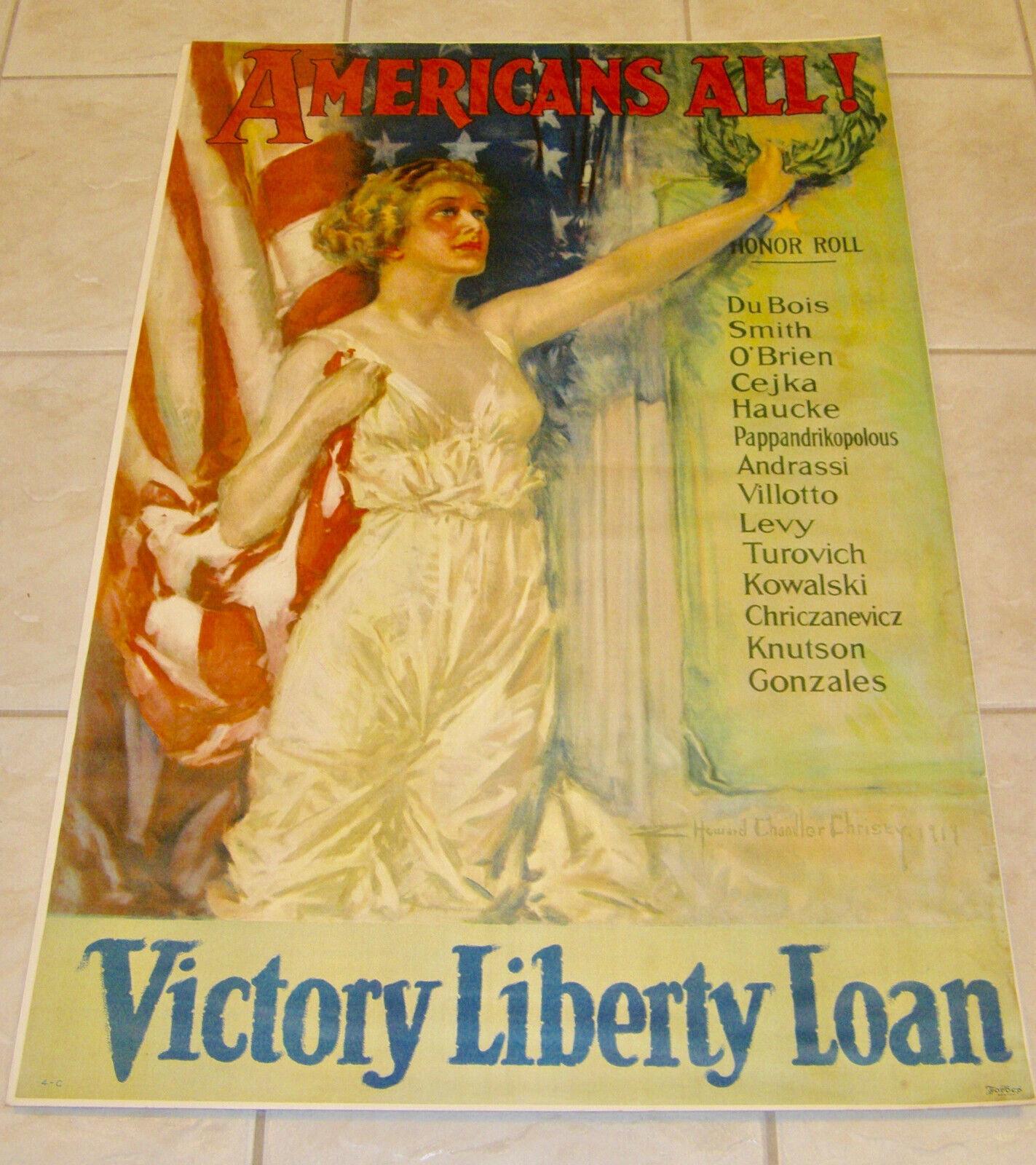 WWI VINTAGE ORIGINAL 1919 POSTER ‘AMERICANS ALL,VICTORY LIBERTY LOAN’ ByCHRISTY