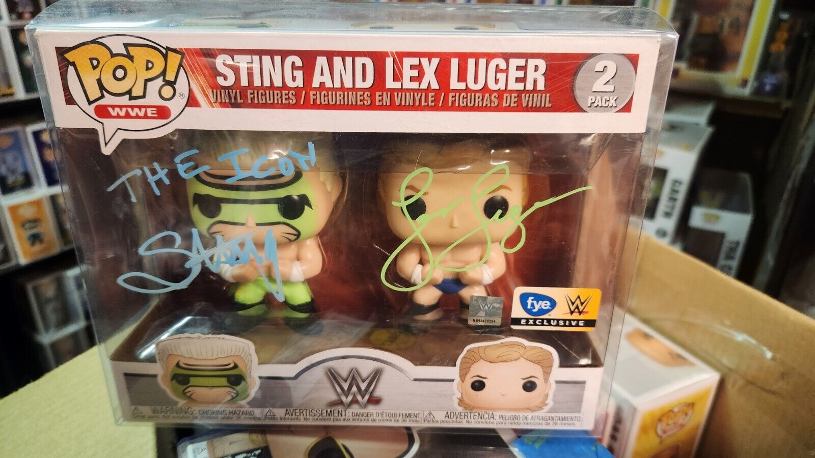 AUTOGRAPHED WWE Sting & Lex Luger Signed Funko Pop 2 Pack