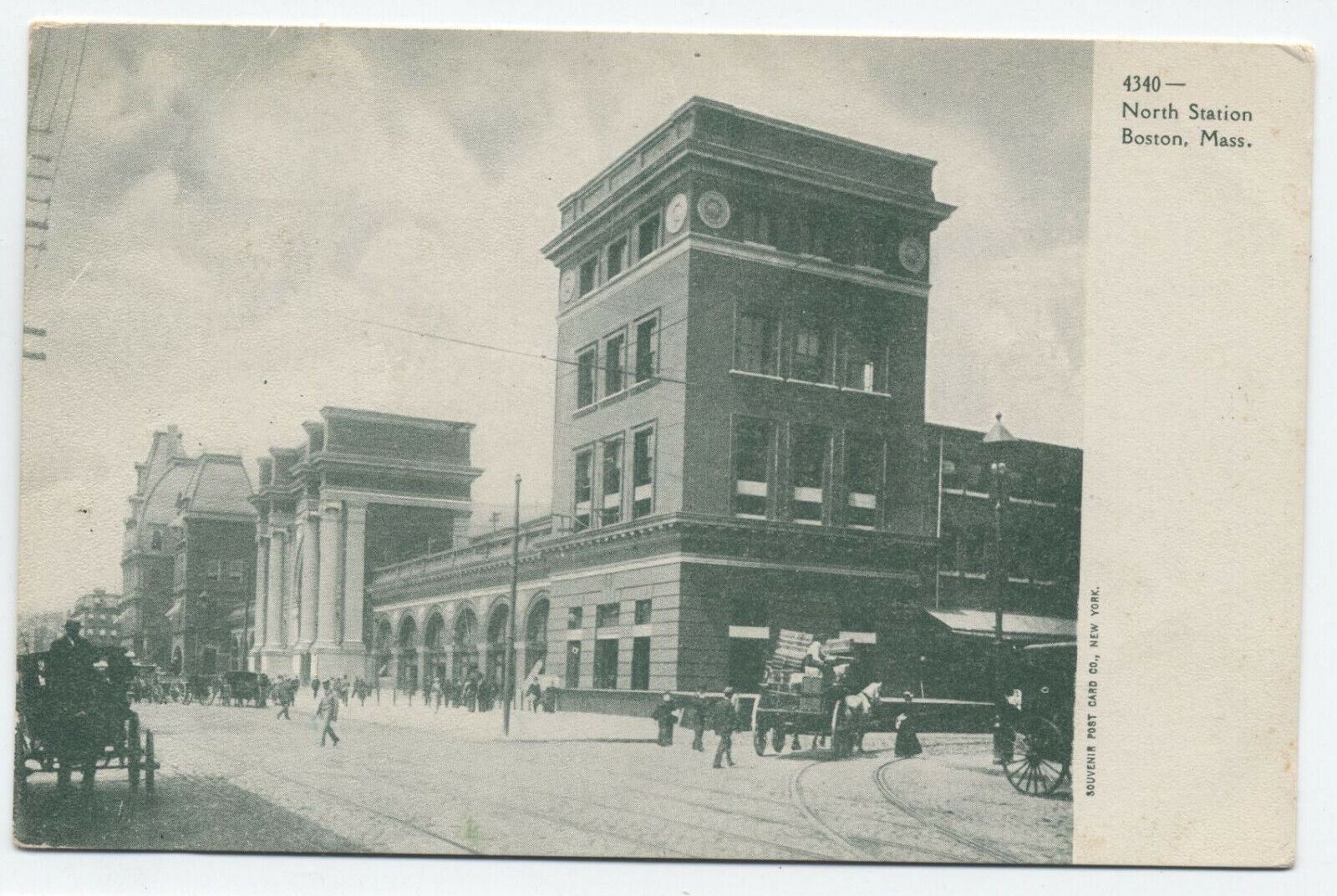 c1906 black and white Boston North Station undivided back postcard [S.548]