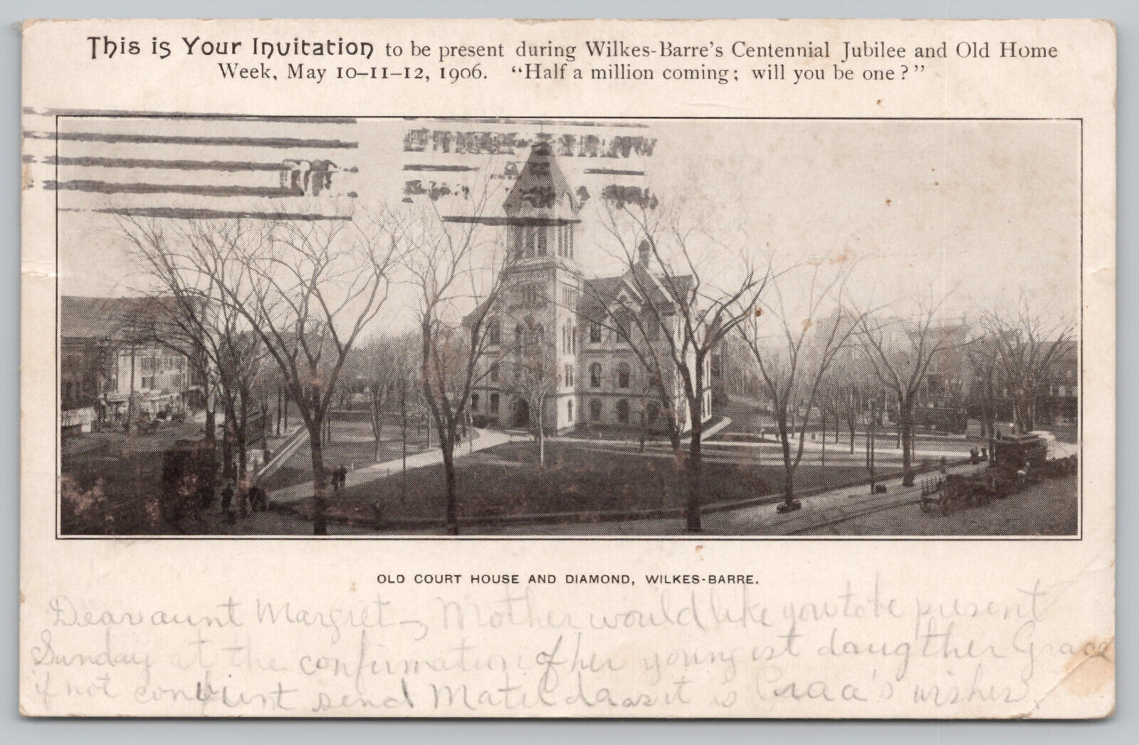 Wilkes Barre PA Pennsylvania - 1906 Centennial Jubilee Postcard  Old Court House