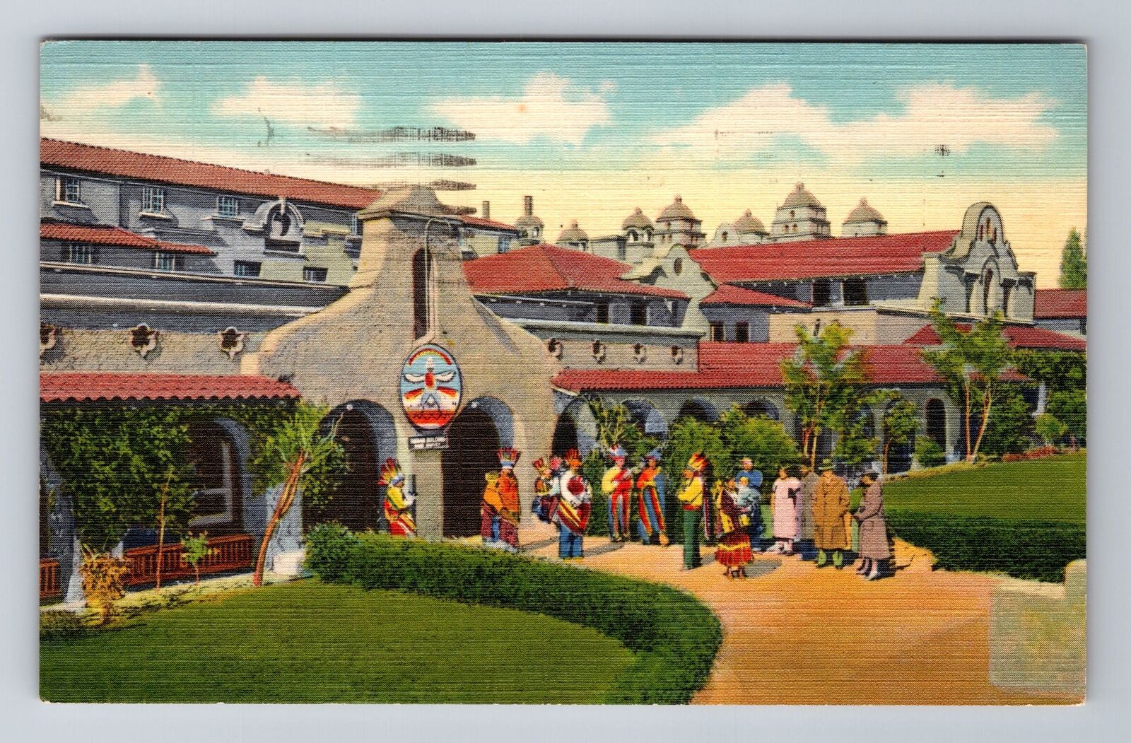 Albuquerque NM-New Mexico, Indian Building Alvarado Hotel Vintage c1942 Postcard