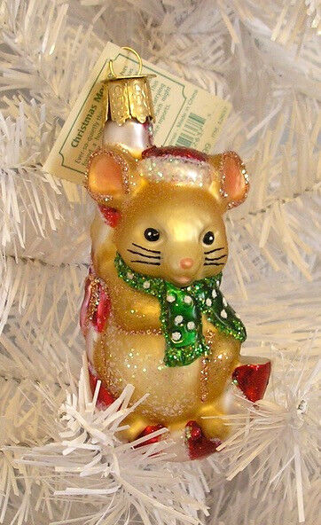 2021 OLD WORLD CHRISTMAS - CHRISTMAS MOUSE - BLOWN GLASS ORNAMENT - NEW W/TAG