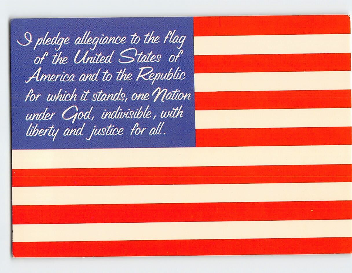Postcard Pledge of Allegiance with American Flag