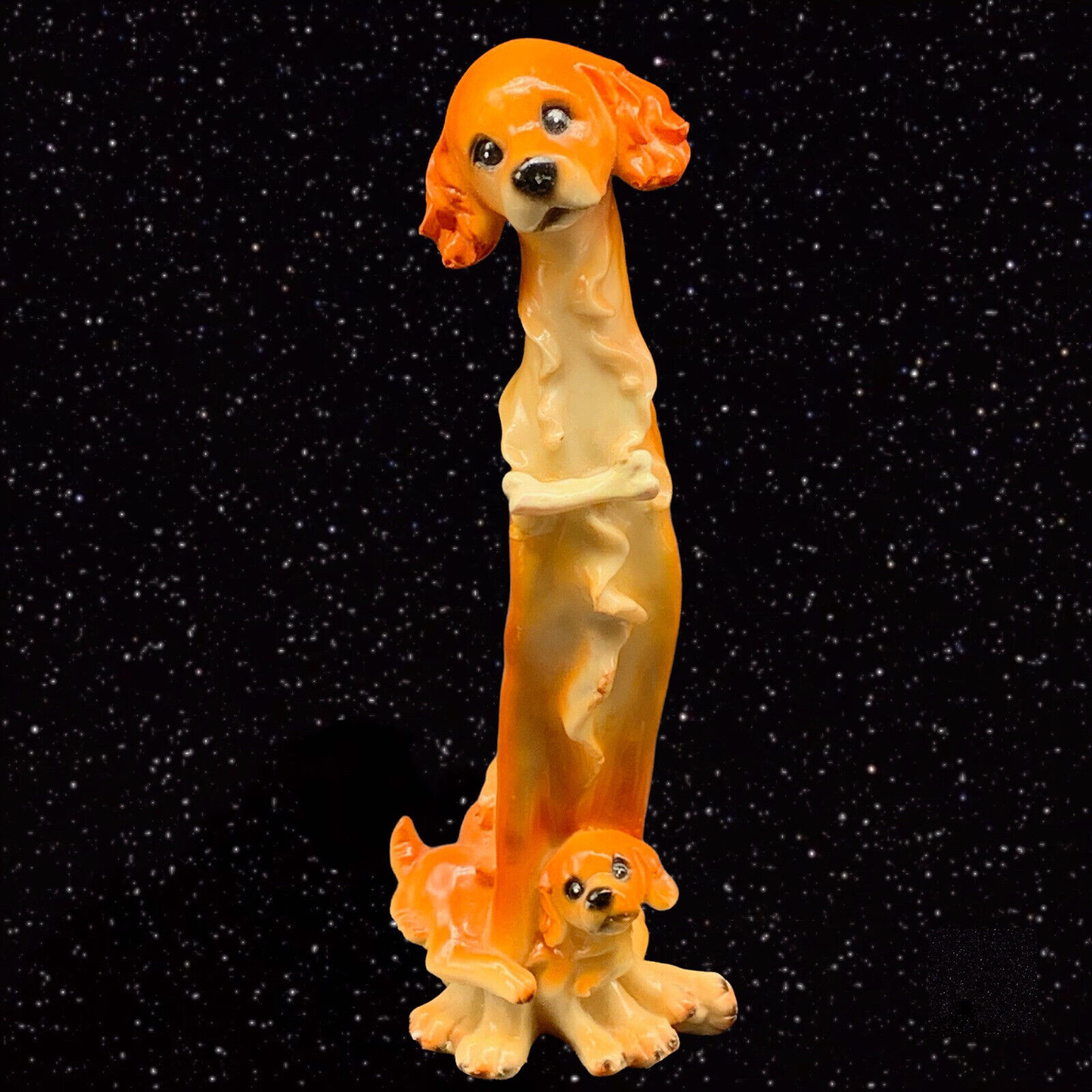 Vintage Resin Cocker Spaniel Orange Tall Figurine Decor 10”T 3.5”W