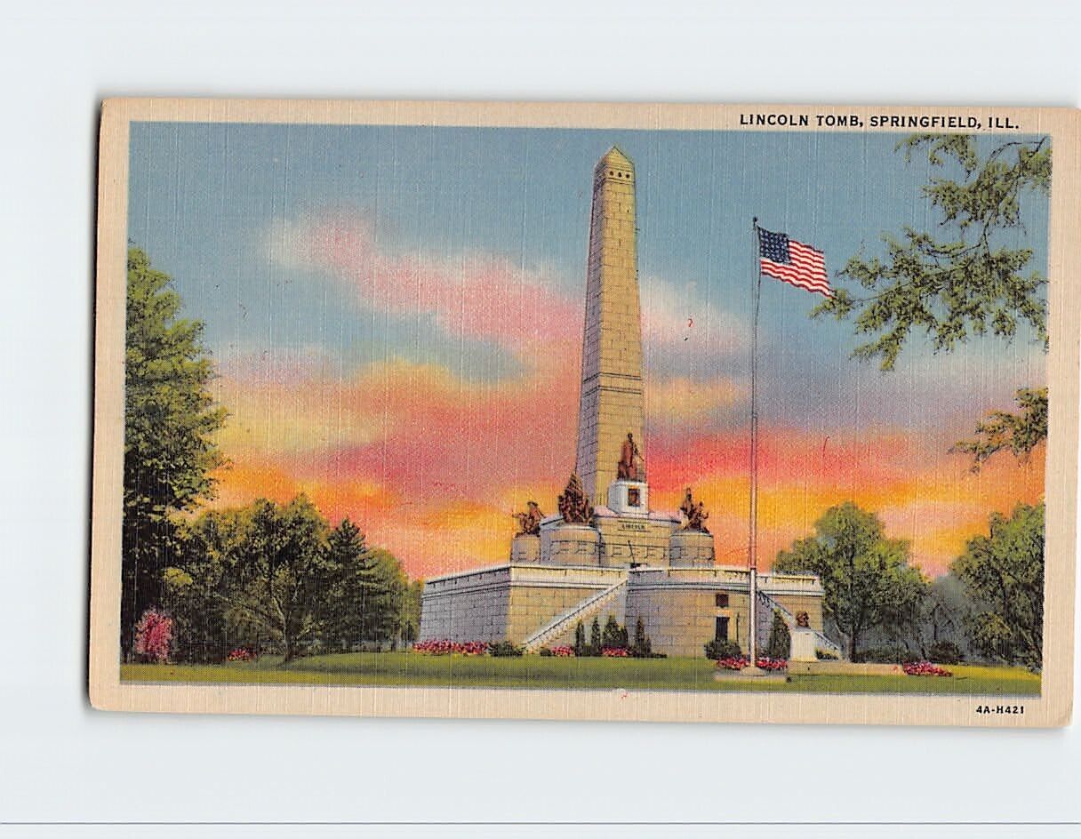 Postcard Lincoln Tomb Springfield Illinois USA