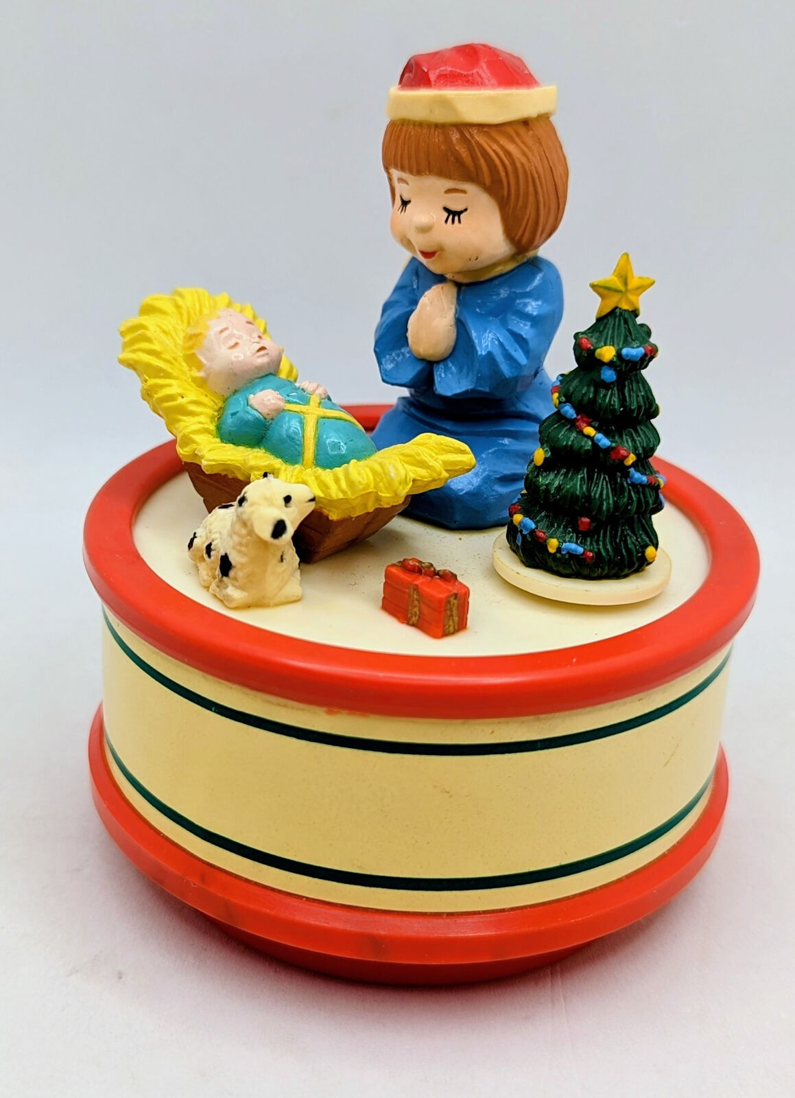 Vintage Christmas Baby Jesus Spinning Music Box