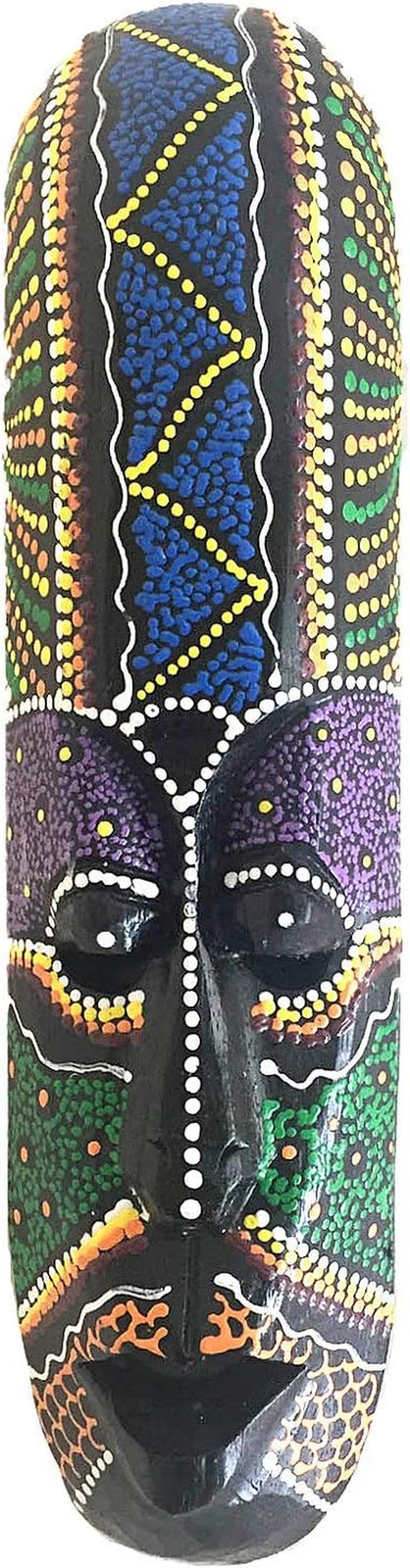 African Mask Lucky in Love Aboriginal Style Hand Painted Wooden Mask Wall Hangin