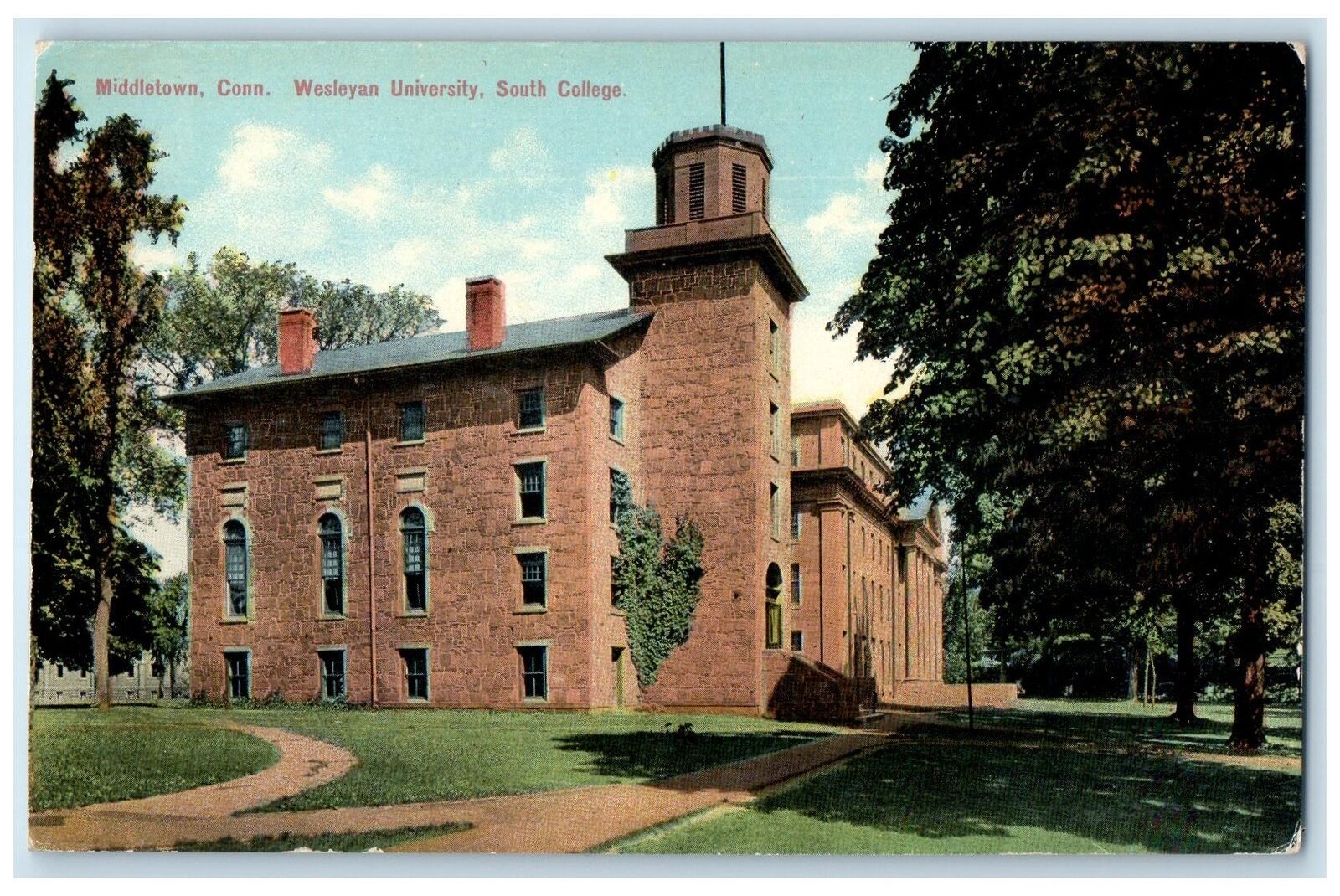 c1950\'s Wesleyan University South College Campus Building Middletown CT Postcard