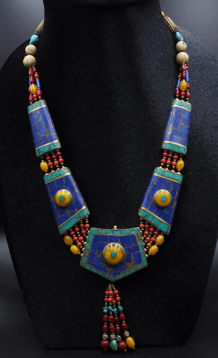 Tibeten Nepalese Vintage Huge Handmade Necklace Bohemian Theme Collector Choise