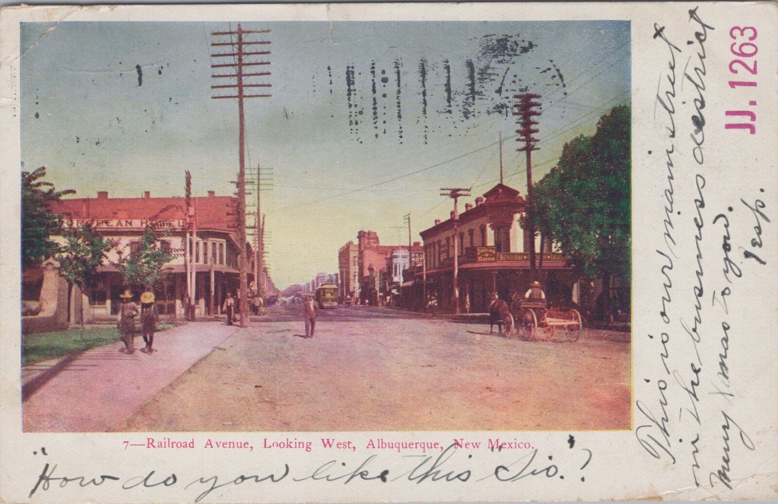 Railroad Avenue, Looking West, Albuquerque, New Mexico 1906 Postcard