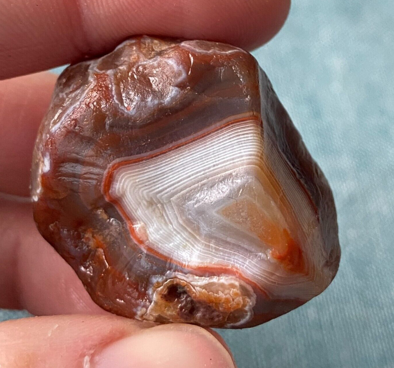 0.96 Oz Lake Superior Agate - Strong White Banding & Deep Reds