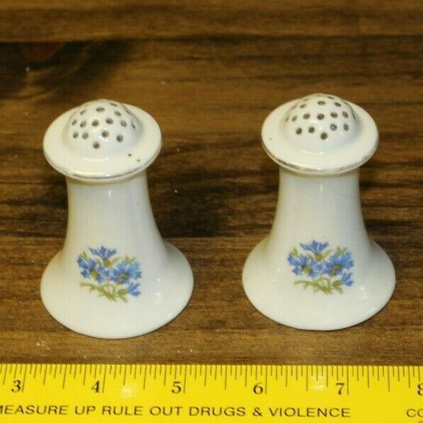 Victoria Chech Purple Floral Salt and Pepper shakers Vintage SMALL CRACK