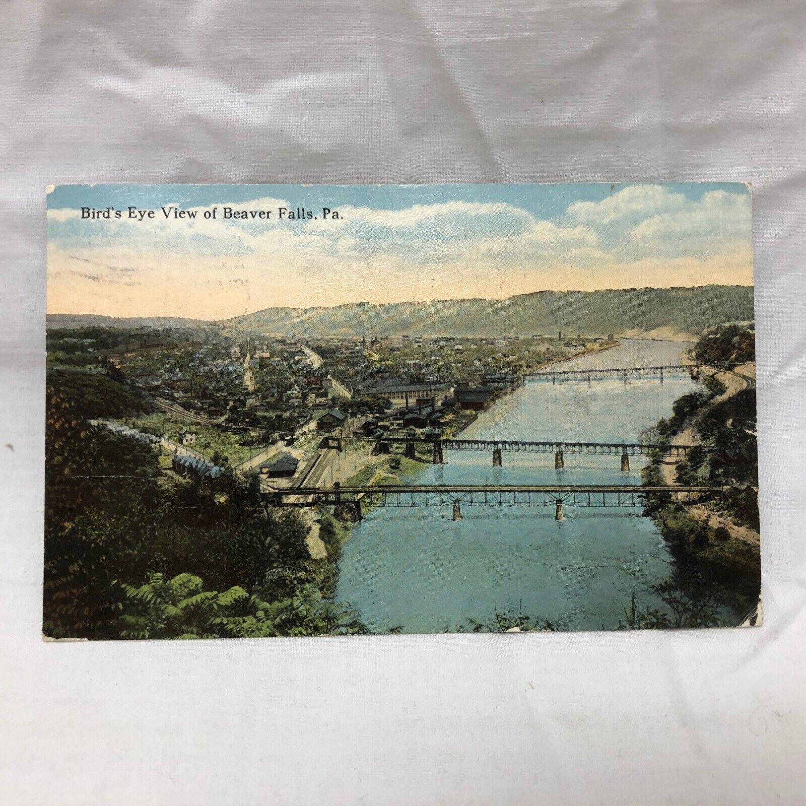 Vintage Beaver Falls Pennsylvania Postcard 1917 Bird\'s Eye View