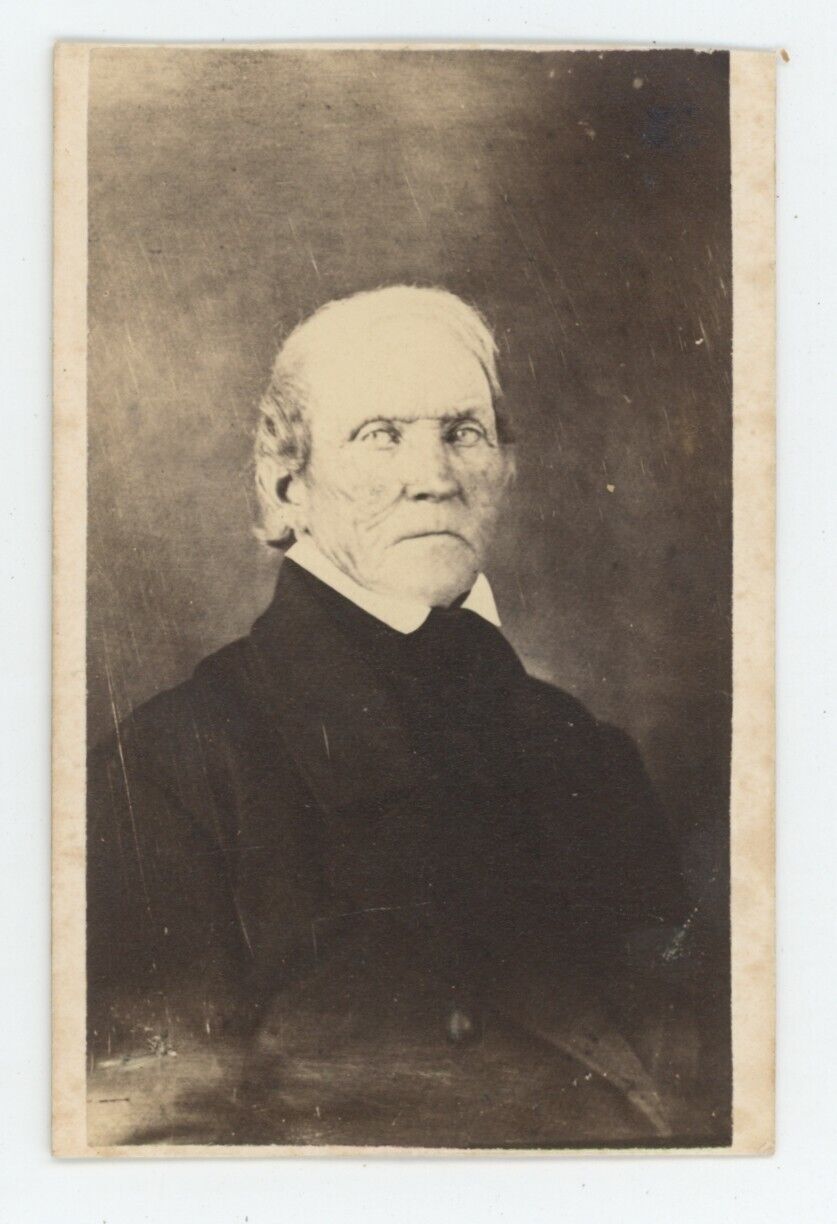 Antique CDV c1870s Stern Looking Older Man With Haunting Eyes Dressed in Black