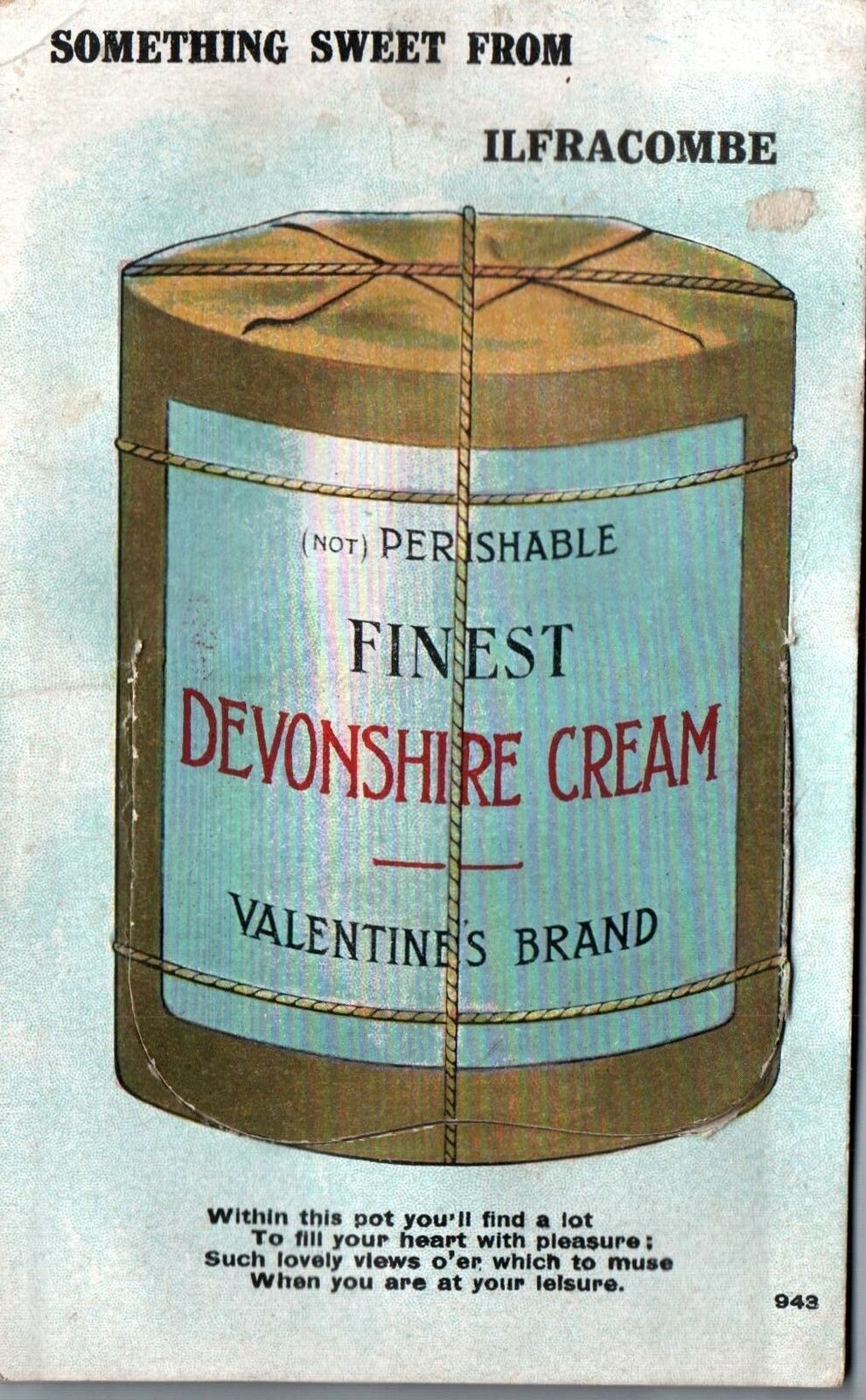 VINTAGE POSTCARD FINEST DEVONSHIRE CREAM EARLY ADVERTISING NOVELTY PULL-OUT 1921