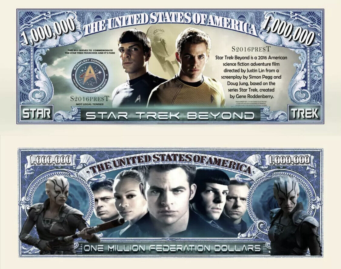 50 Pack Star Trek Beyond 1 Million Dollar Bills Funny Money Collectible Novelty