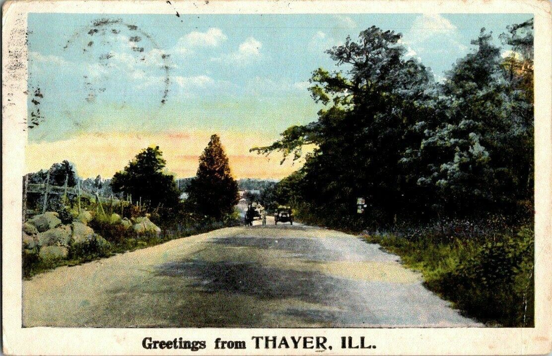 1922. GREETINGS FROM THAYER, ILL. POSTCARD. RC3
