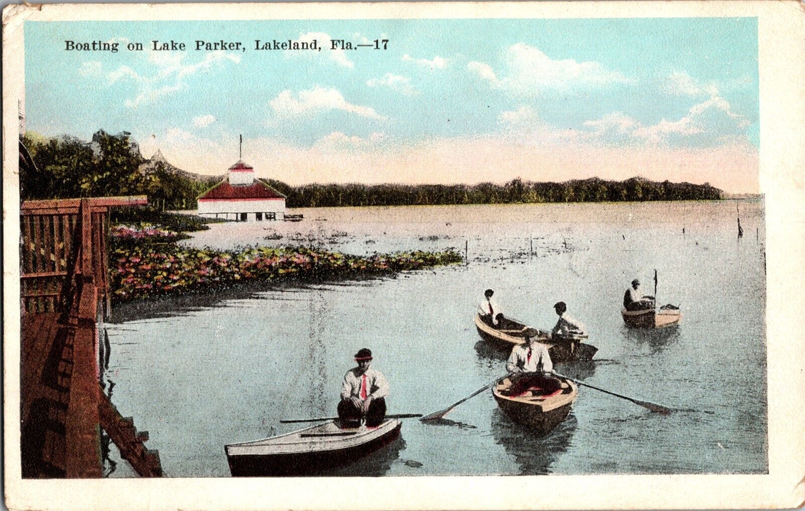 Boating on Lake Parker, Lakeland FL c1922 Vintage Postcard R50