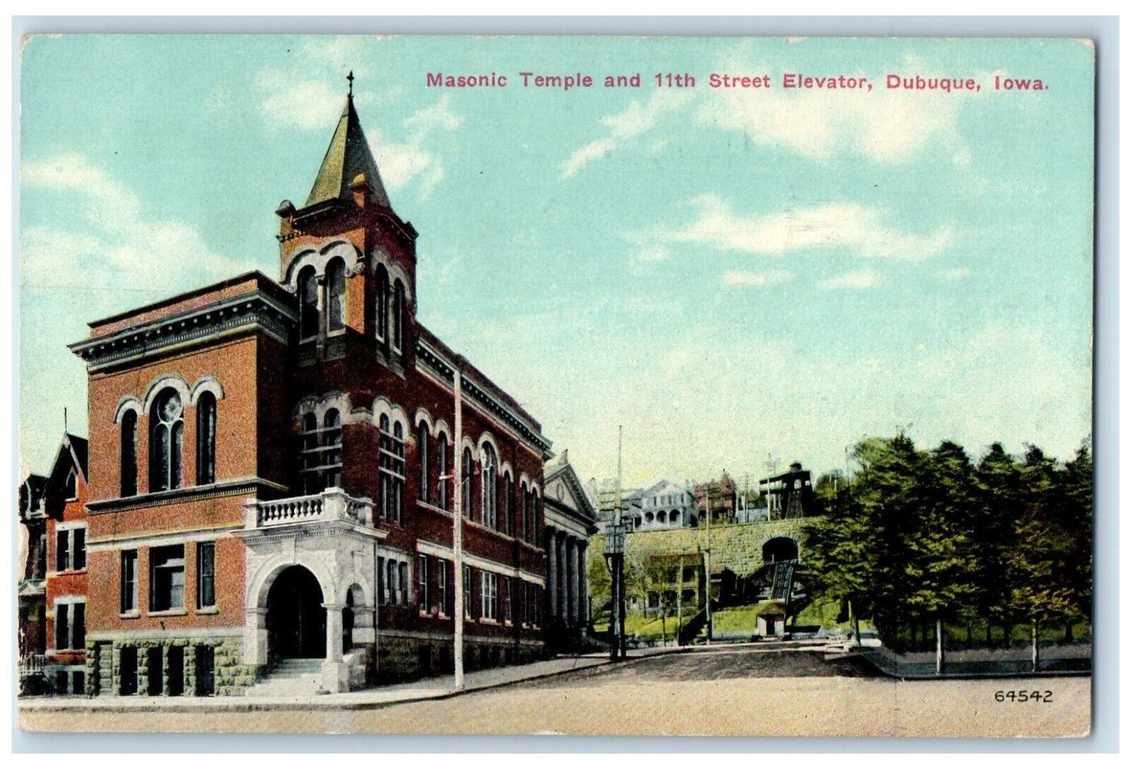 Dubuque Iowa Postcard Masonic Temple 11th Street Elevator 1912 Antique Vintage