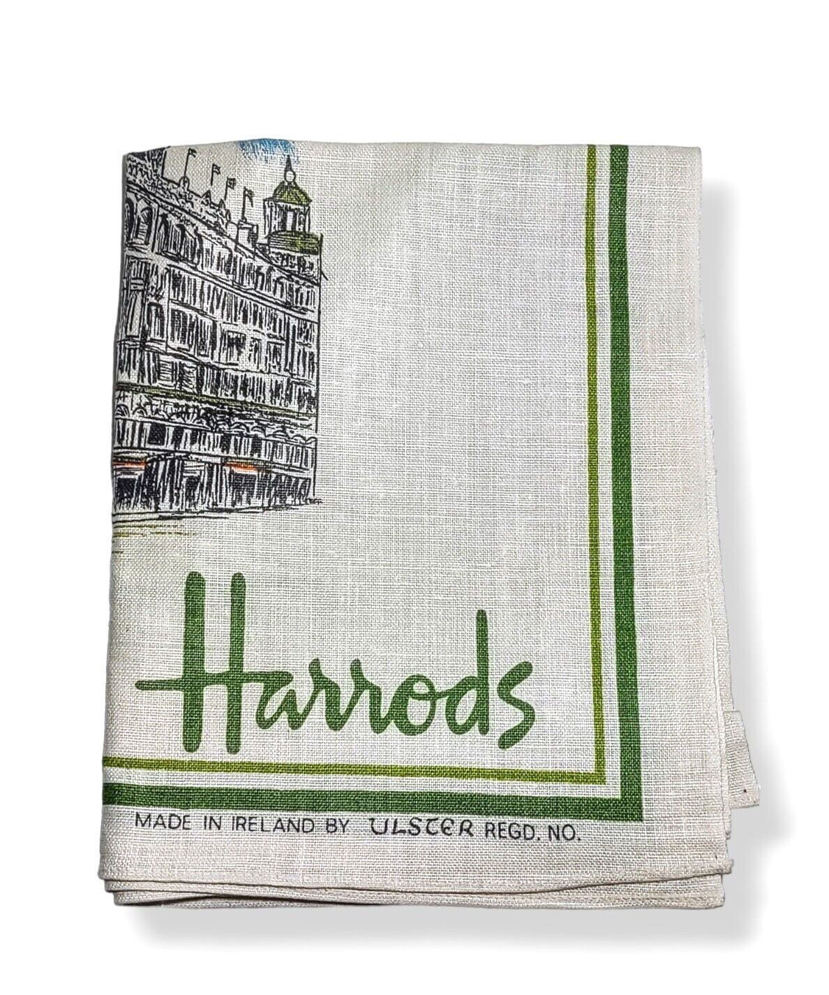 Vtg Harrods Department Store Irish Linen Tea Towel Wall Hanging London England 