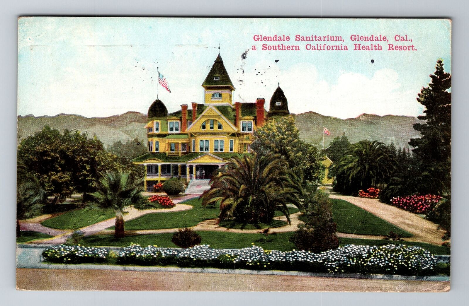 Glendale CA-California, Glendale Sanitarium, Antique, Vintage c1912 Postcard