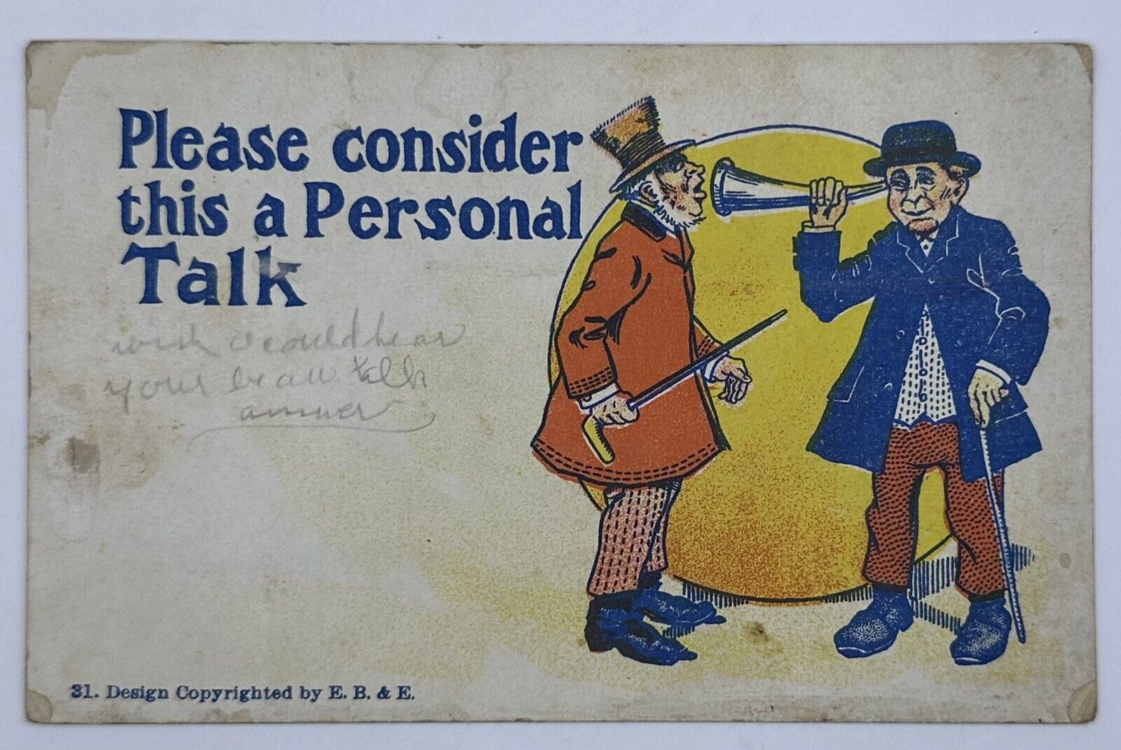1901-1906 Please Consider This A Personal Talk Humor Postcard Undivided Back