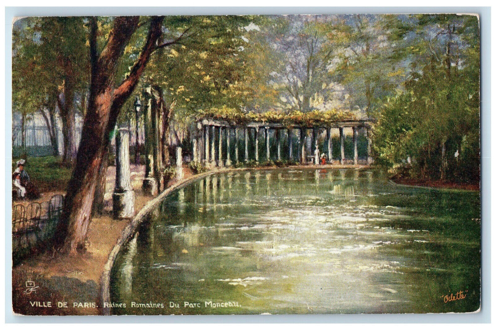 c1910 Ruines Romaines Du Parc Monceau Paris France Oilette Tuck Art Postcard