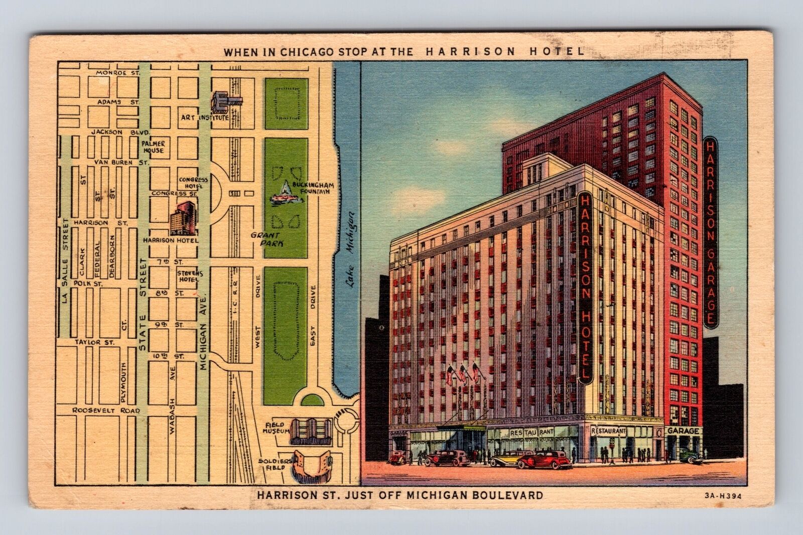 Chicago IL-Illinois, Harrison Hotel, Advertisement, Antique, Vintage Postcard