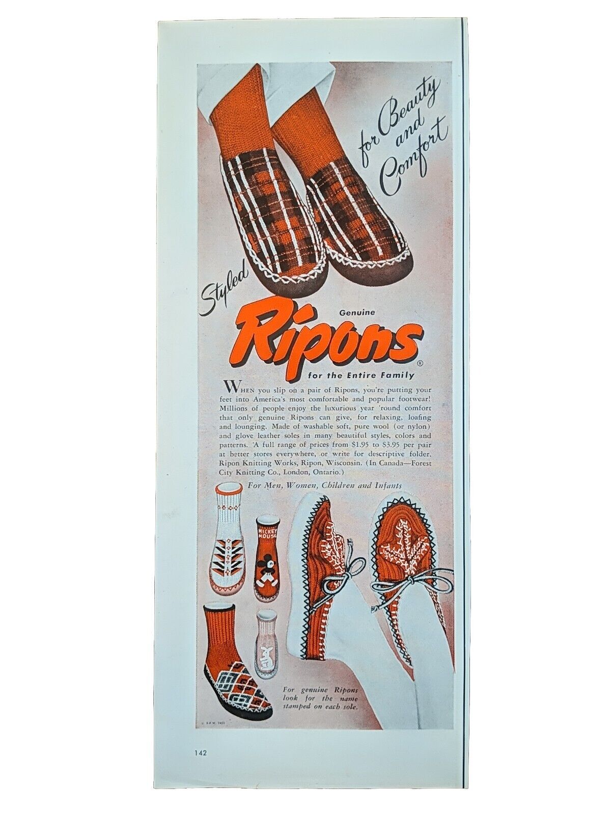 1951 Stylish Ripons For The Entire Family, Household Slip On Footwear 