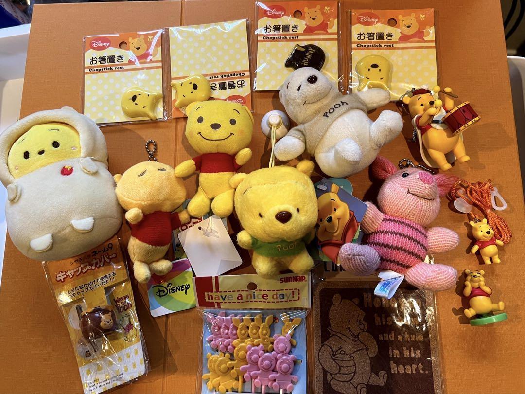Disney Goods lot of 16 Plush Figure Keychain Winnie the Pooh Chopstick rest  