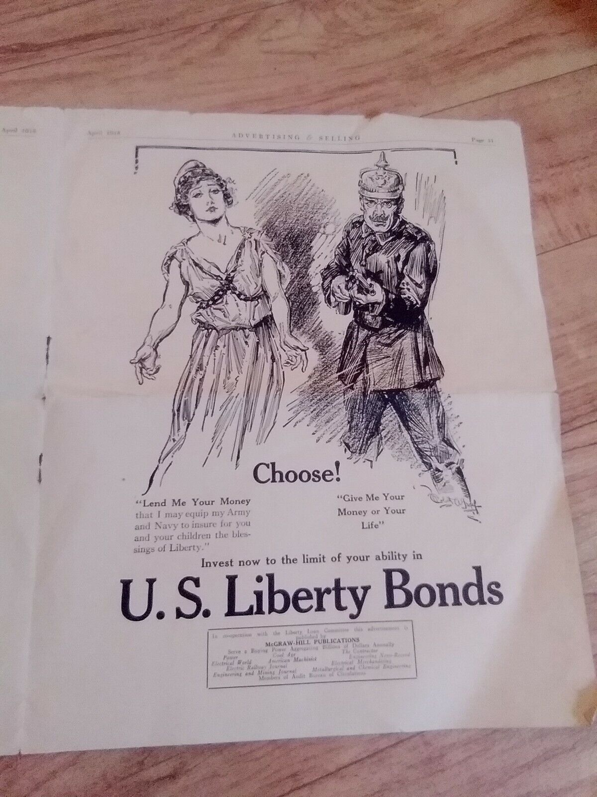  1918 WWI Liberty Bonds Print Ads Original