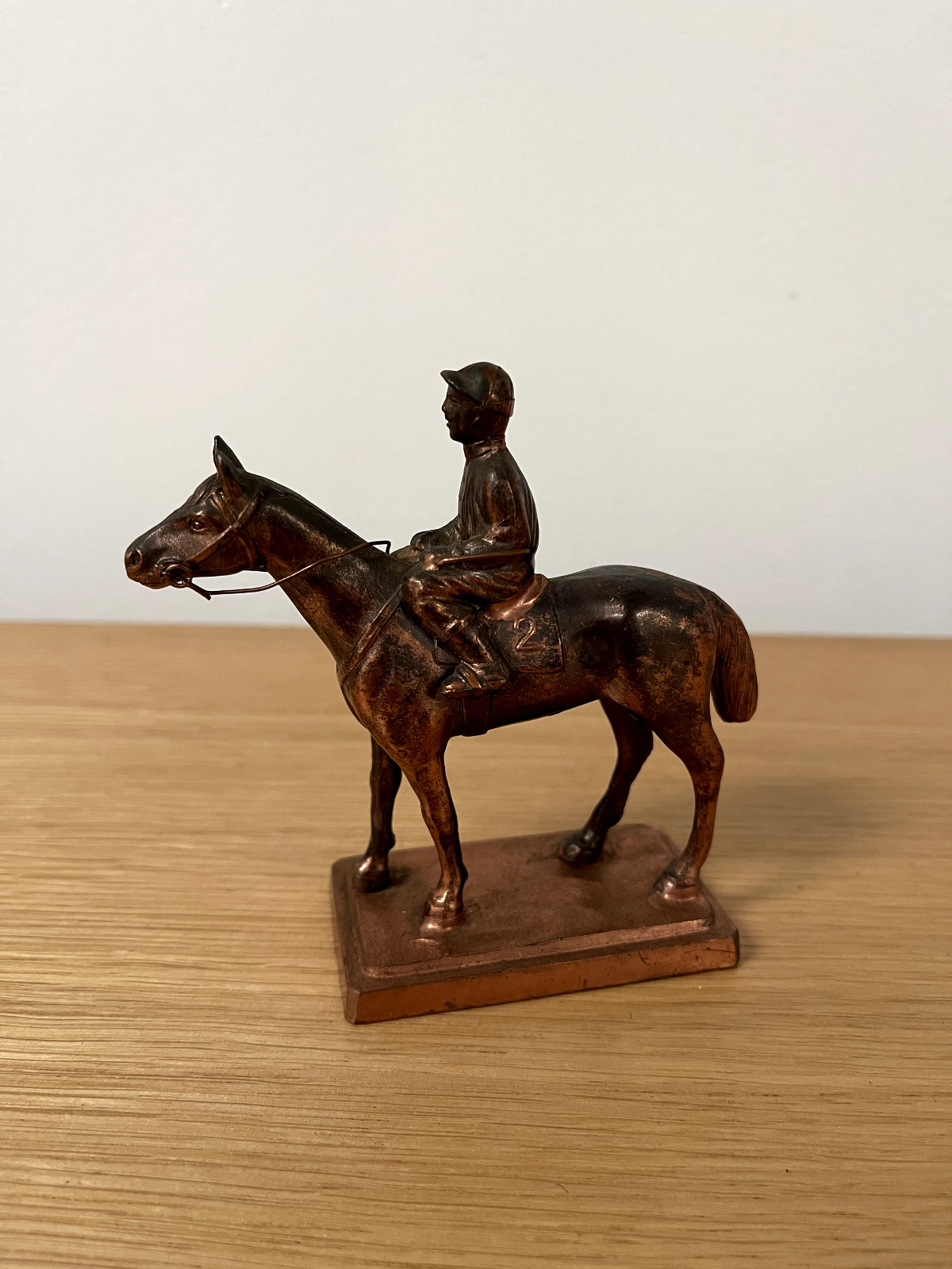Vintage Brass Jockey on Horse Sculpture