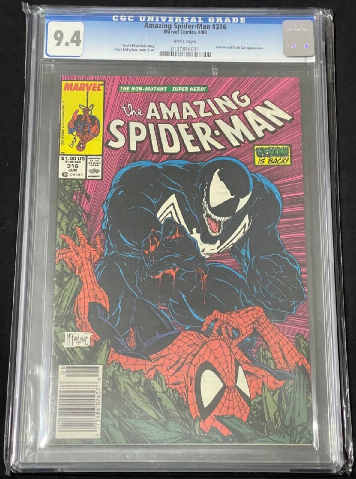 The Amazing Spider-Man #316 Newsstand Edition CGC 9.4 Sweet 6/89 Classic Venom