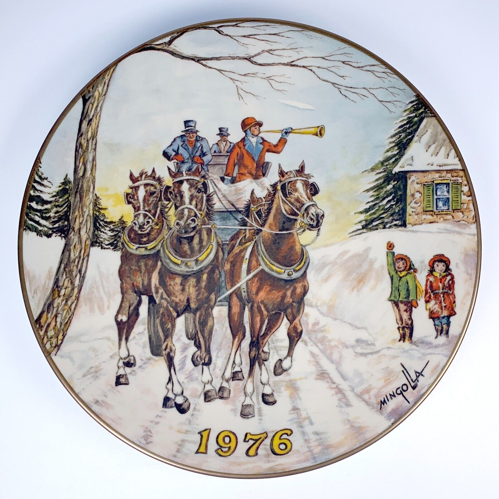 1976 Collector Christmas Plate Gorham Dom Mingolla 8.5“
