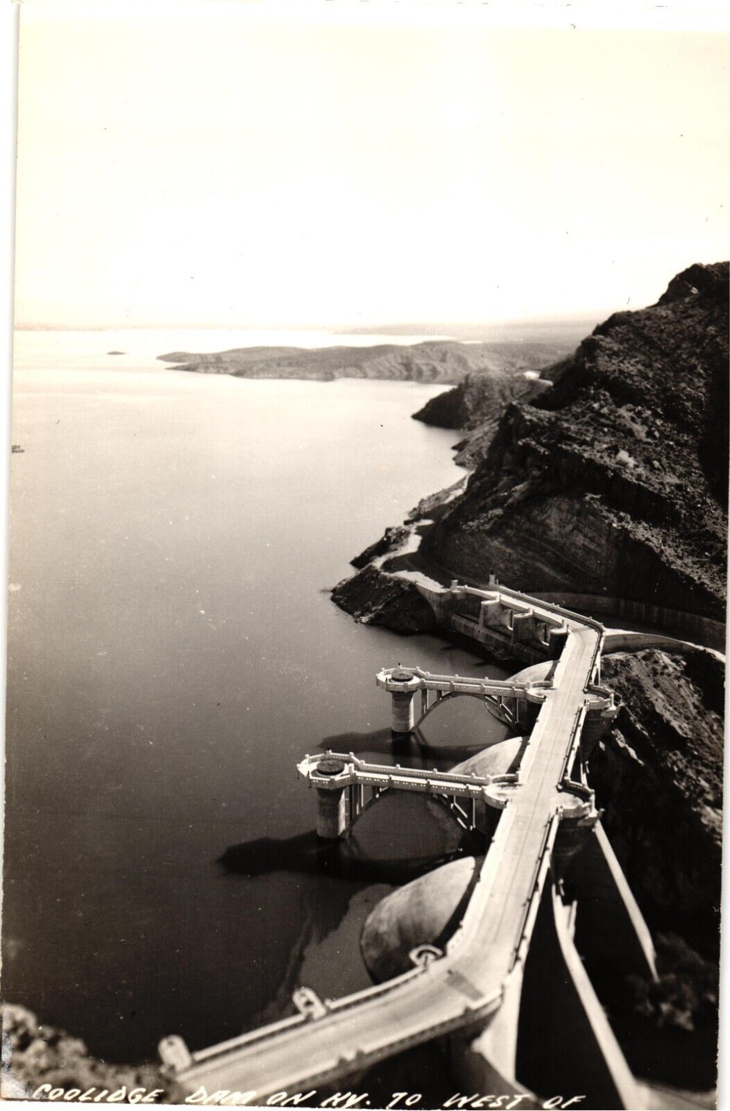 Real Photo RPPC EKC Postcard Aerial View of Coolidge Dam AZ Unused c1950s