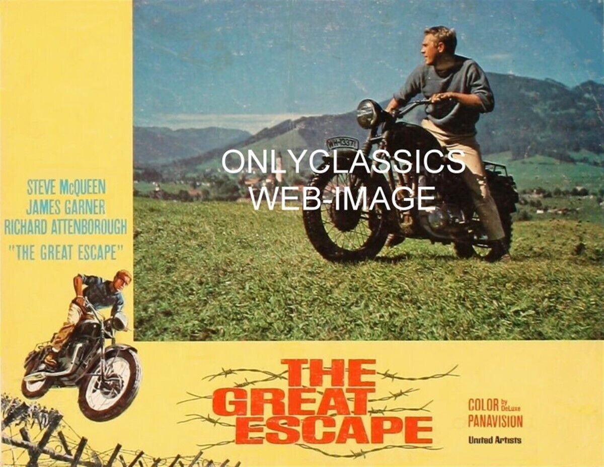 1963 STEVE MCQUEEN MOTORCYCLE THE GREAT ESCAPE 8.5X11 MOVIE POSTER MOUNTAIN JUMP