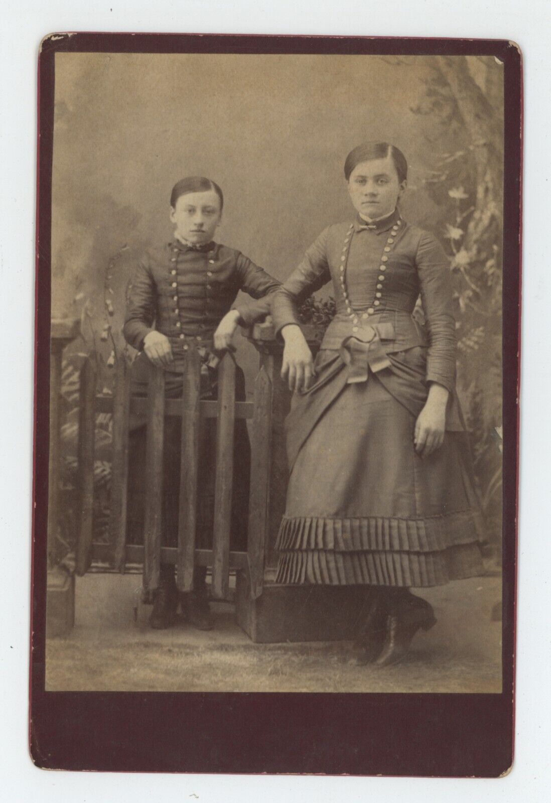 Antique c1880s Cabinet Card Two Adorable Sisters in Unique Dresses Hanover, PA