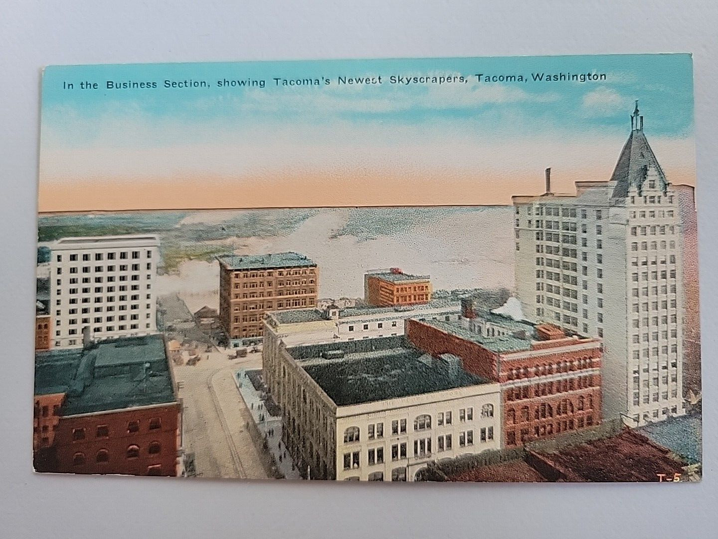 vintage postcard tacoma washington business section and skyscrapers