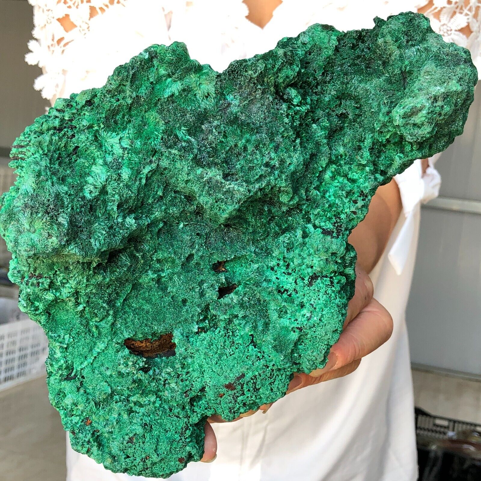 3047g A Grade Natural velet Green Malachite cluster Mineral specimen Congo V970