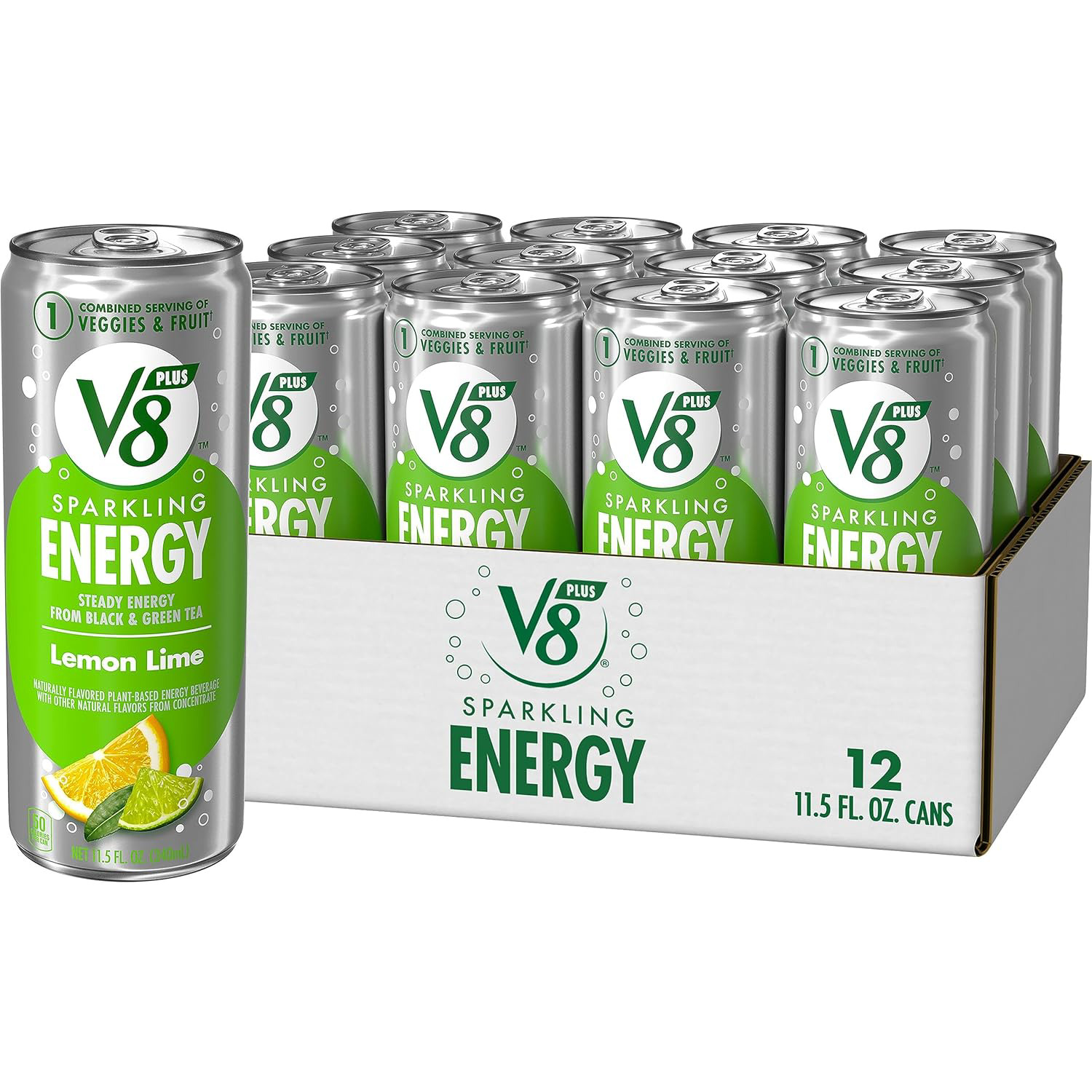 V8 +SPARKLING ENERGY Lemon Lime Energy Drink, Made with Real Vegetable and Fruit