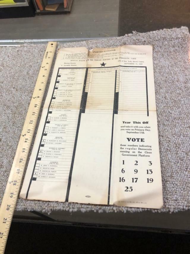 1929-DEM - Queens New York Primary Official Ballot 106th district instructions 