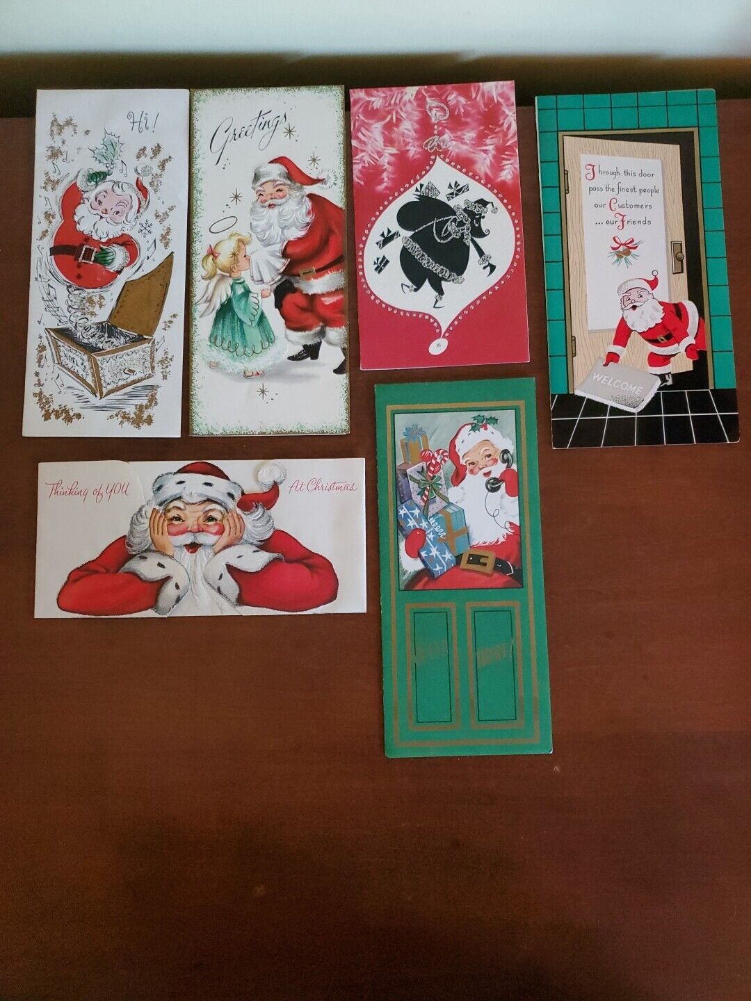 Lot of 6 Vintage Christmas Greeting Cards All SANTA CLAUS Lot \