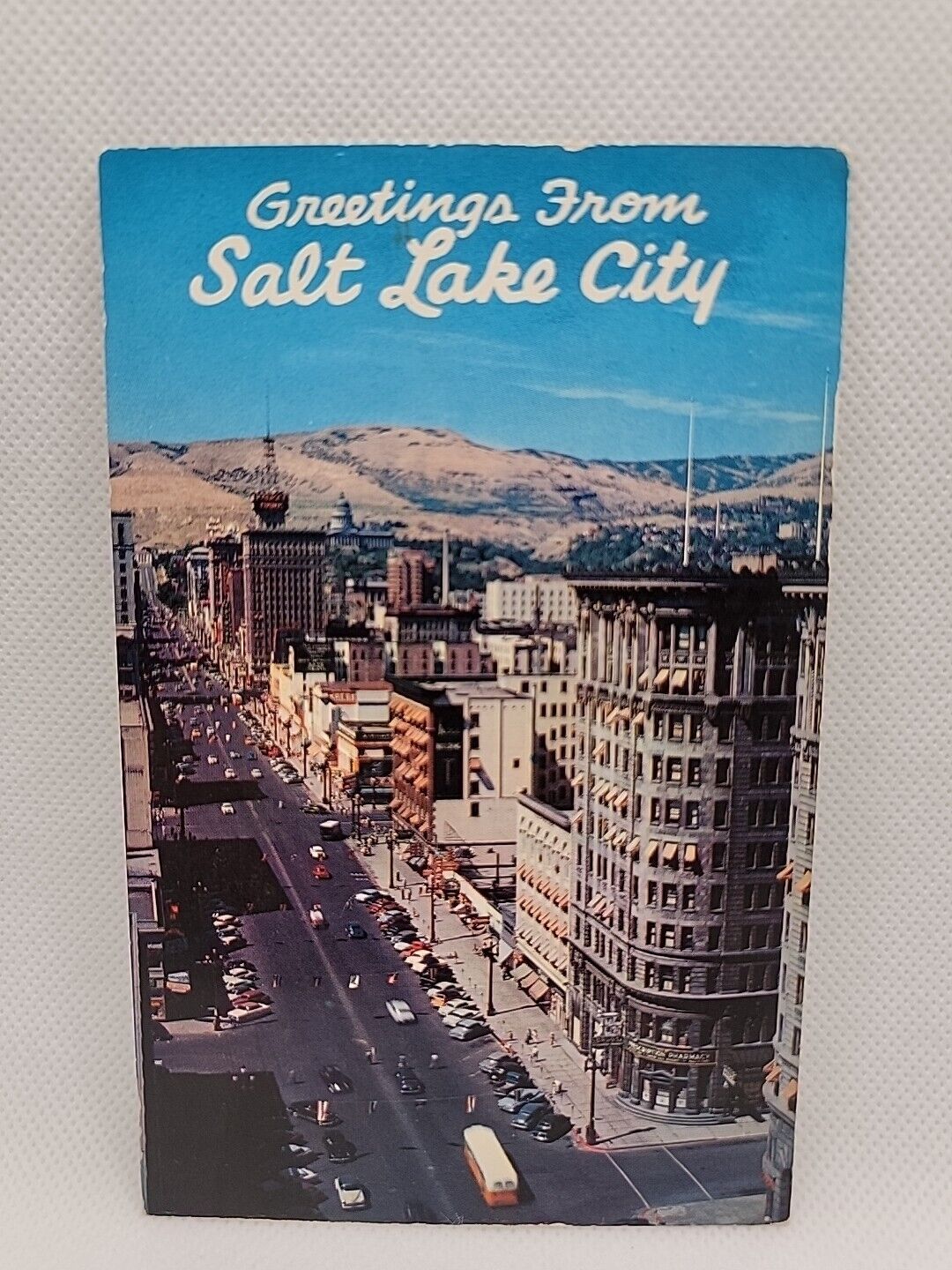 Vintage Postcard Main Street Salt Lake City Utah Old Cars