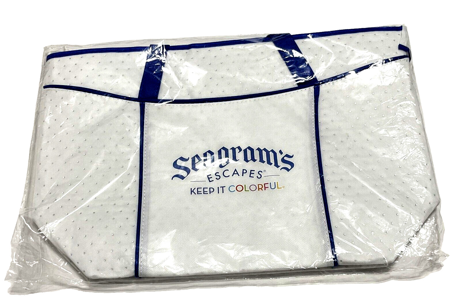SEAGRAM\'S Escapes Insulated White Blue Beach Carrying Tote Cooler Bag NEW
