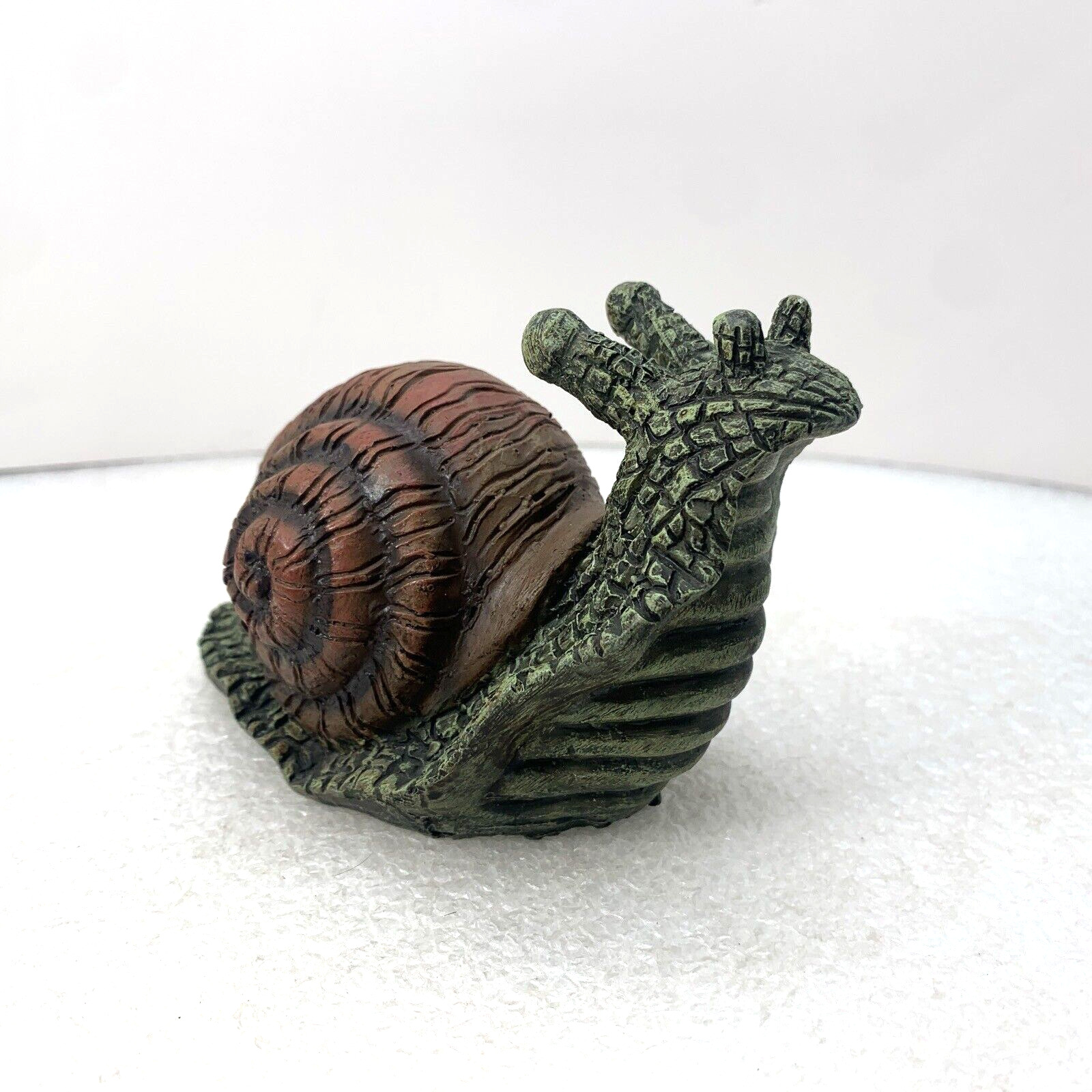 Handpainted Green Brown Snail Resin Sculpture Figurine Yard Garden Decor