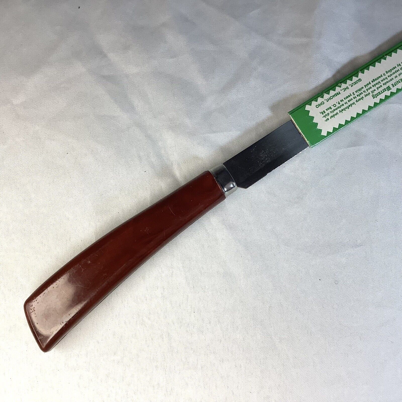 Quikut “QUIKKLE”  Stainless Steel Steak Knife  (1960s) Brown Handle Stainls New