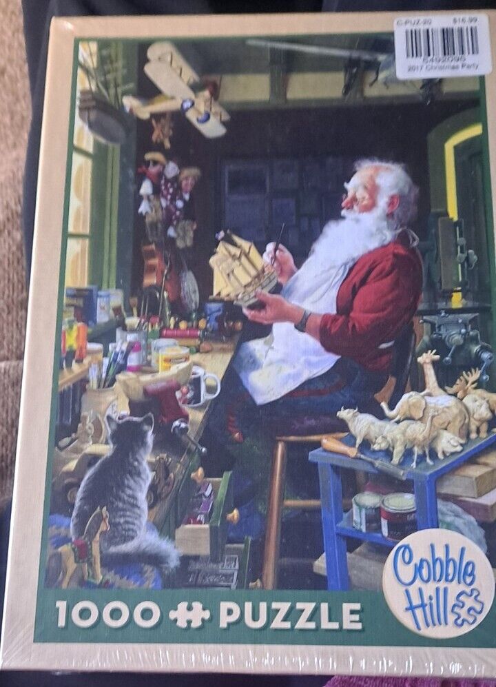 Cobble Hill 1000 Piece Christmas Puzzle Santa’s Workbench High Quality Print NIP